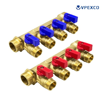 M01-005 3/4" 1" Male and Female Brass Pex Manifolds with Valves